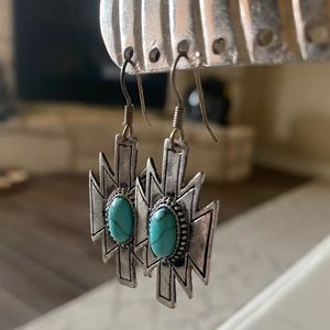 Turquoise Aztec tribal earrings